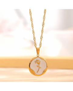 Retro Classic Style Star Heart Shape Flower Titanium Steel Enamel Plating Gold Plated Necklace_colorza_2