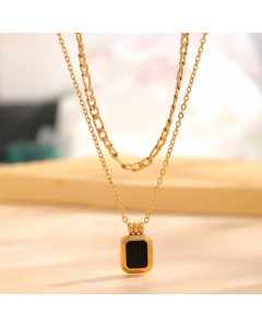 Retro Classic Style Heart Shape Eye Flower Titanium Steel Layered Plating Inlay Resin Zircon Gold Plated Layered Necklaces