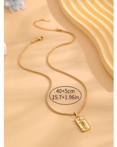 Retro Moon Eye Titanium Steel Plating Inlay Rhinestones Gold Plated Pendant Necklace