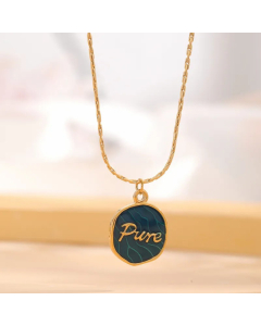 Retro Classic Style Sunflower Letter Titanium Steel Enamel Plating Gold Plated Necklace