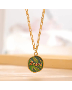 Retro Classic Style Sunflower Letter Titanium Steel Enamel Plating Gold Plated Necklace
