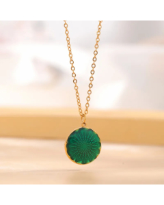 Retro Classic Style Sunflower Letter Titanium Steel Enamel Plating Gold Plated Necklace