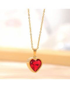 Elegant Retro Heart Shape Titanium Steel Plating Inlay Zircon Gold Plated Pendant Necklace