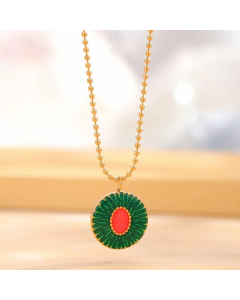 Retro Color Block Eye Titanium Steel Enamel Plating Gold Plated Pendant Necklace