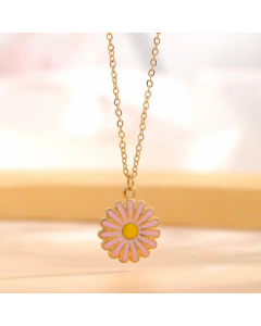 Retro Pastoral Daisy Titanium Steel Enamel Plating Gold Plated Pendant Necklace