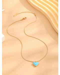 Retro Sweet Classic Style Heart Shape Titanium Steel Enamel Plating Gold Plated Pendant Necklace