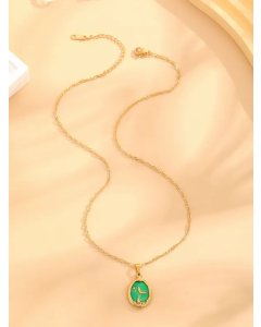 Retro Classic Style Mermaid Titanium Steel Enamel Plating Gold Plated Necklace