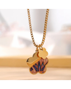 Retro Artistic Clouds Star Flower Titanium Steel Enamel Plating Inlay Resin Rhinestones Gold Plated Pendant Necklace