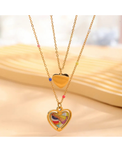 Retro Artistic Clouds Star Flower Titanium Steel Enamel Plating Inlay Resin Rhinestones Gold Plated Pendant Necklace