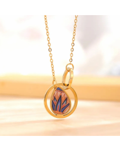 Retro Artistic Clouds Star Flower Titanium Steel Enamel Plating Inlay Resin Rhinestones Gold Plated Pendant Necklace