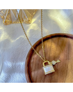 IG Style Casual Key Lock Titanium Steel Plating Inlay Zircon White Gold Plated Gold Plated Pendant Necklace