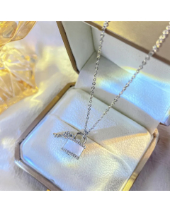 IG Style Casual Key Lock Titanium Steel Plating Inlay Zircon White Gold Plated Gold Plated Pendant Necklace_colorza_4