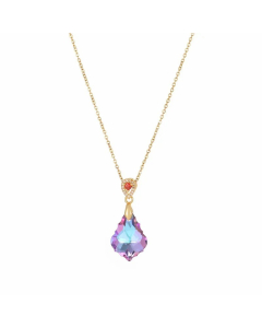 IG Style Shiny Water Droplets Titanium Steel Plating Inlay Crystal Pendant Necklace