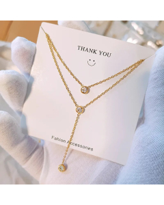 IG Style Simple Style Round Titanium Steel Plating Inlay Zircon Layered Necklaces_colorza_4