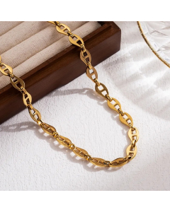 Casual Simple Style Solid Color Stainless Steel 18K Gold Plated Necklace-Gold Color-01