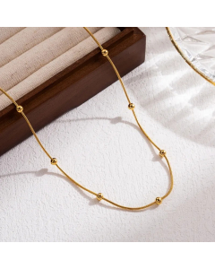 Casual Simple Style Solid Color Stainless Steel 18K Gold Plated Necklace-Gold Color-02