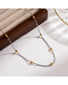 Casual Simple Style Solid Color Stainless Steel 18K Gold Plated Necklace-Multi-color-02