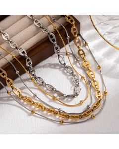 IG Style Casual Simple Style Solid Color Stainless Steel 18K Gold Plated Necklace_colorza_4