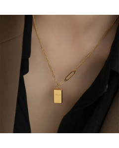 Glam Simple Style Square Titanium Steel Plating 18K Gold Plated Necklace
