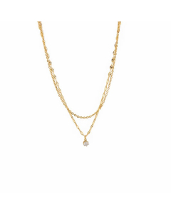 IG Style Simple Style Round Titanium Steel Plating Inlay Zircon 18K Gold Plated Layered Necklaces