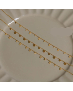 Simple Style Round Square Water Droplets Titanium Steel Plating 18K Gold Plated Necklace_colorza_4