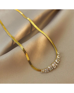Nordic Style Solid Color Titanium Steel Plating 18K Gold Plated Necklace