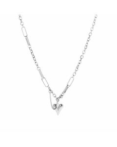 Steel Color Heart Shape Titanium Steel Plating Chain 18K Gold Plated Pendant Necklace