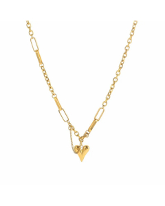 Gold Color Heart Shape Titanium Steel Plating Chain 18K Gold Plated Pendant Necklace