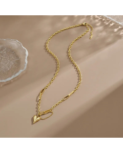 Sweet Simple Style Heart Shape Titanium Steel Plating Chain 18K Gold Plated Pendant Necklace_colorza_4