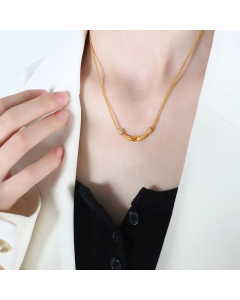Simple Style Geometric Titanium Steel Plating Inlay Natural Stone 18K Gold Plated Necklace