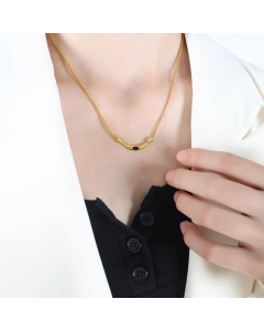 Simple Style Geometric Titanium Steel Plating Inlay Natural Stone 18K Gold Plated Necklace