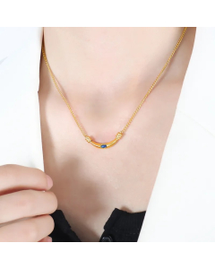 Simple Style Geometric Titanium Steel Plating Inlay Natural Stone 18K Gold Plated Necklace