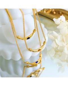 Simple Style Geometric Titanium Steel Plating Inlay Natural Stone 18K Gold Plated Necklace
