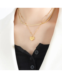 Elegant Sweet Letter Heart Shape Titanium Steel Plating 18K Gold Plated Layered Necklaces