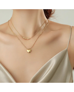 IG Style Elegant Letter Heart Shape Titanium Steel Plating 18K Gold Plated Silver Plated Layered Necklaces
