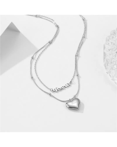 IG Style Elegant Letter Heart Shape Titanium Steel Plating 18K Gold Plated Silver Plated Layered Necklaces