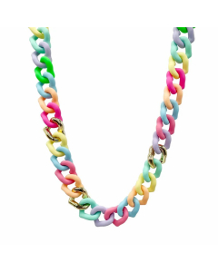 Hip-Hop Rock Sweet Colorful Heart Shape Stainless Steel Arylic Patchwork Plating Gold Plated Necklace