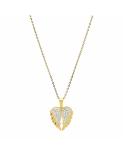 Casual Romantic Heart Shape Wings Stainless Steel Polishing Plating Inlay Zircon Gold Plated Pendant Necklace