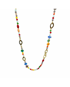 Hip-Hop Shiny Four Leaf Clover Stainless Steel Artificial Crystal Beaded Patchwork Plating Gold Plated Long Necklace