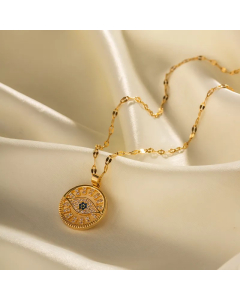IG Style Devil'S Eye Stainless Steel Plating Inlay Zircon 18K Gold Plated Pendant Necklace