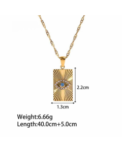 IG Style Triangle Pentagram Devil'S Eye Stainless Steel Plating Inlay Zircon 18K Gold Plated Pendant Necklace