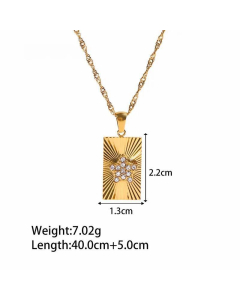 IG Style Triangle Pentagram Devil'S Eye Stainless Steel Plating Inlay Zircon 18K Gold Plated Pendant Necklace