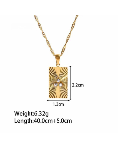 IG Style Triangle Pentagram Devil'S Eye Stainless Steel Plating Inlay Zircon 18K Gold Plated Pendant Necklace