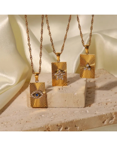 IG Style Triangle Pentagram Devil'S Eye Stainless Steel Plating Inlay Zircon 18K Gold Plated Pendant Necklace_colorza_4