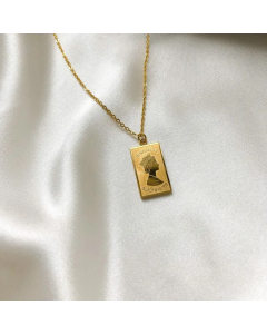 Retro Portrait Round Square Titanium Steel Pendant Necklace