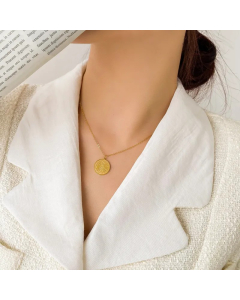 Retro Portrait Round Square Titanium Steel Pendant Necklace