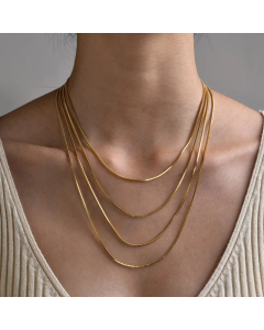 Classic Style Solid Color Stainless Steel Plating 18K Gold Plated Necklace