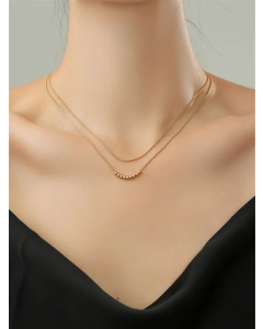 Simple Style Solid Color Titanium Steel Copper Tassel Plating 14K Gold Plated Necklace