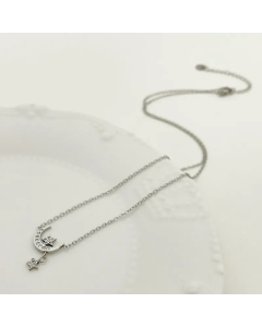 Casual Elegant Sweet Moon Stainless Steel Plating Hollow Out Inlay Turquoise Zircon Gold Plated Necklace