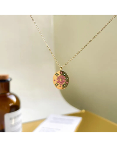 Simple Style Swan Dolphin Rose Titanium Steel Enamel Inlay Zircon Pendant Necklace-05